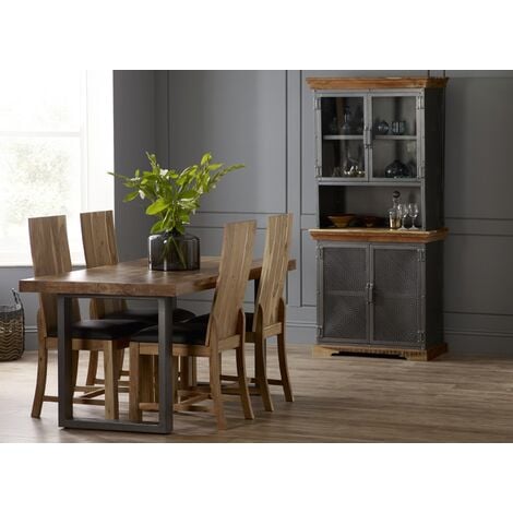 main image of "Cosmopolitan Industrial Dining Set with 4 Chairs - Light Wood"