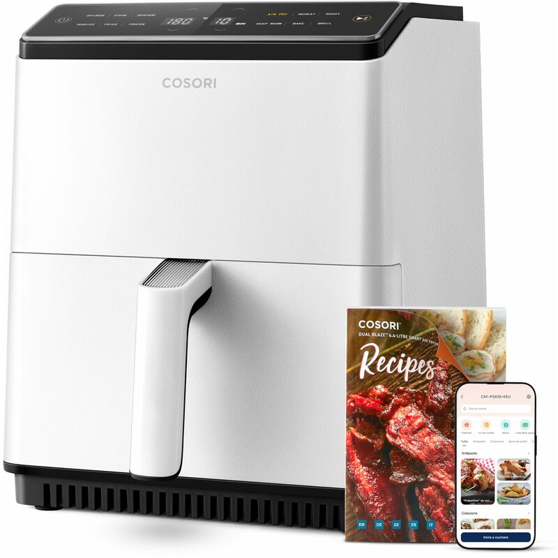 COSORI Friggitrice ad Aria, Air Fryer 6,4L (1,8Kg), Forno Elettrico, Doppia Resistenza, Connessione Wifi, 12 Funzioni Preimpostate, Libro&APP