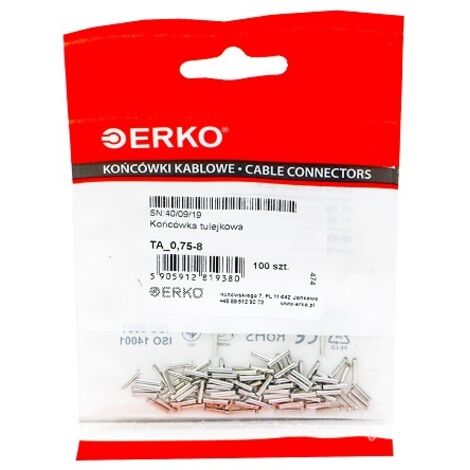 Cosse à embout non isolée TA 0,75/8 ERKO 100 pcs
