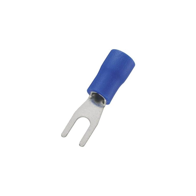 Cosse à fourche Tru Components 745298 ø du trou: 3.2 mm 1.50 MM² 2.50 MM² M3 partiellement isolé bleu 100 pc(s)