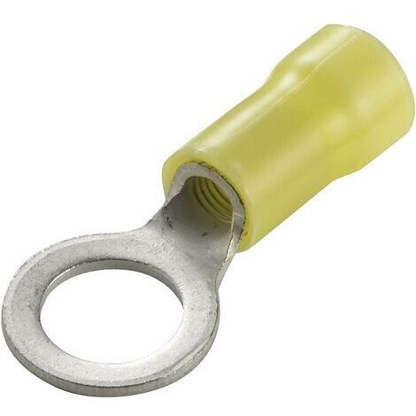 Cosse à oeillet TE Connectivity PLASTI GRIP 160296 Section max.: 6.60 mm² Ø du trou: 8.5 mm partiellement isolé jaune 1 pc(s) D10455