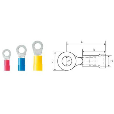 Cosse à oeillet Weidmüller LIR 2,5M5 V 9200180000 Section max.: 2.50 mm² Ø du trou: 5.3 mm partiellement isolé bleu 100