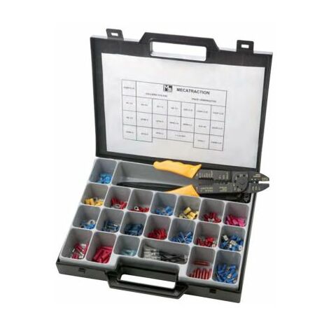Cosse à sertir MECATRACTION, Boîtes terminal assorties, avec Serre-câbles, pince à sertir, terminal à sertir, raccords ( Prix pour 1 )