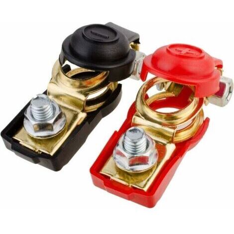 Cosse Batterie Bornes de Batterie Connecteurs de Batterie, Coupe Batterie pour Bateau/Camion/Voiture/Van, Rouge et Noir, Positive et Négative (1 pair)