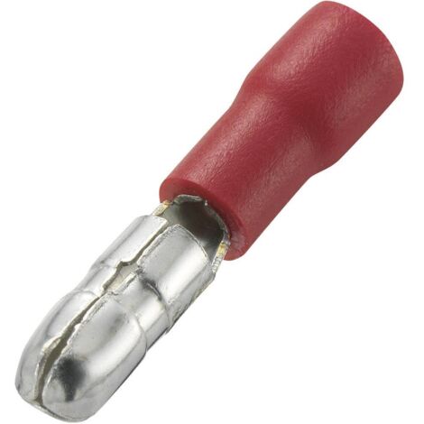 Cosse cylindrique mâle TRU COMPONENTS MPD1.25-156 1572193 0.50 mm² 1 mm² Ø de la broche: 4 mm partiellement isolé rouge