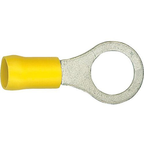 Cosse de cable en forme de bague isolee, 5,5 mm², 6,4 mm Couleur jaune, emballage  :  100 pcs