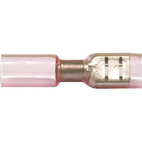 Cosse fiche plate 6,3 mm avec gaine isolante thermoretractable, 0,5 - 1,25mm² couleur rouge, emballage : 10 pcs