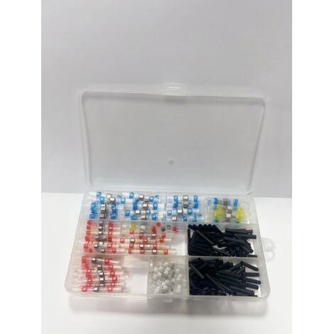 HOUHENCE Cosse Thermoretractable Soudure 260pcs, 4 Tailles de Etanche Manchon Thermosoudable Connecteur a Souder und Gaine Thermorétractable Noire, avec un Taux de Retrait de 2:1