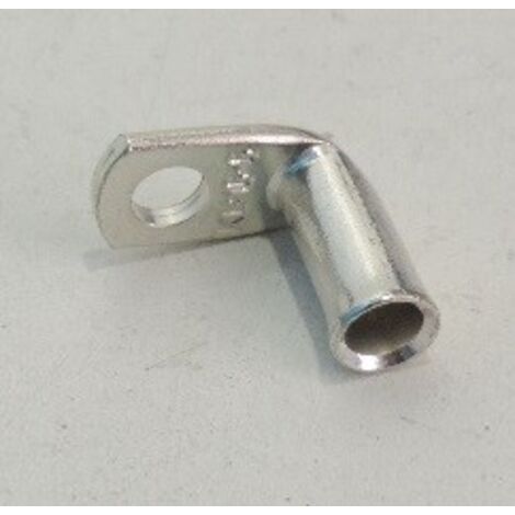 Cosse tubulaire cuivre etamé coudée équerre pour fil 16mm² alésage M6 (CTE16-6) KLAUKE CTE166