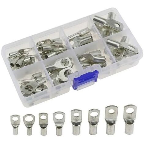 Cosses de Câble Étain Cuivre 60 Pièces pour Batterie Voiture Fixation Boulon