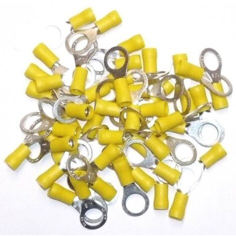 Cosses electriques a oeil de 10 jaunes sachet de 50 cosses