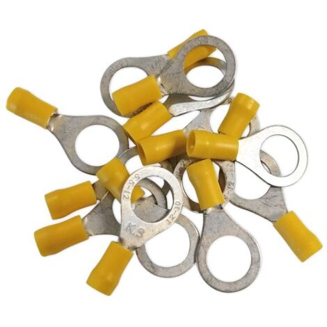 Cosses electriques a oeil de 12 jaunes sachet de 25 cosses