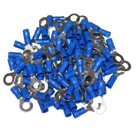 Cosses electriques a oeil de 6 bleues sachet de 100 cosses