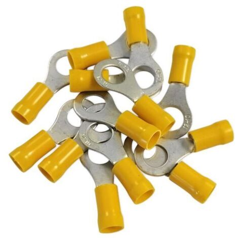 Cosses électriques à œil de 8 jaunes – Sachet de 50 cosses – Section de fil 2.5 à 6 mm² – Double sertissage pour connexions fiables