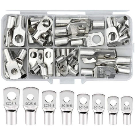 Cosses électriques en cuivre étamé SC 60 Pcs – Connecteurs à sertir/souder pour câbles 6-25mm² – Résistance à la corrosion et sécurité