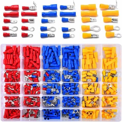 Cosses Electriques ， Fiches et embases plates Connecteurs à sertir Assortiment Connecteurs électriques Connecteurs bout à bout Kits de bornes de connexion Jeu de gaines thermorétractables   480