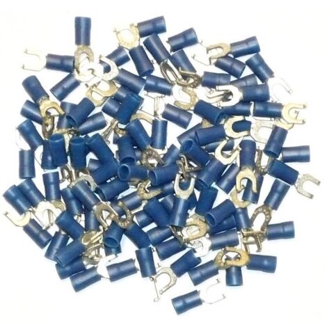 Cosses electriques fourche de 4 bleues sachet de 100 cosses