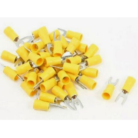 Cosses electriques fourche de 5 jaunes sachet de 50 cosses