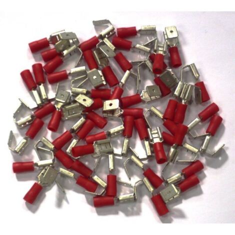 Cosses electriques isolees a sertir doubles rouges 6.3 - sachet de 50