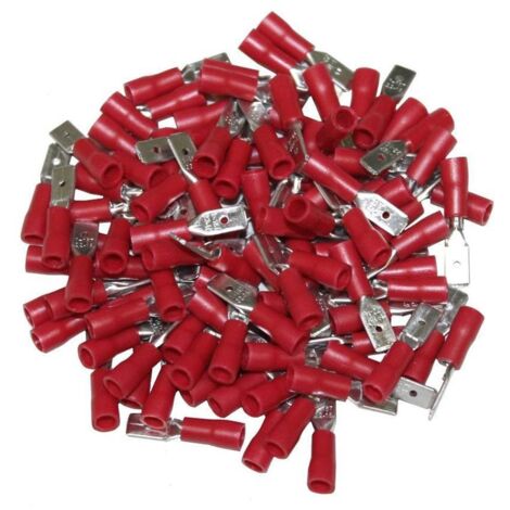 Cosses electriques isolees a sertir males plates rouges 4.7 sachet