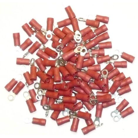 Cosses electriques isolees a sertir oeil de 3 rouges - sachet de 100