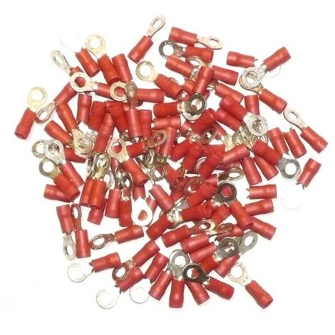 Cosses electriques isolees a sertir oeil de 4 rouges - sachet de 100