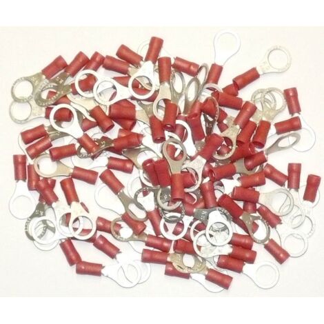 Cosses electriques isolees a sertir oeil de 8 rouges - sachet de 100