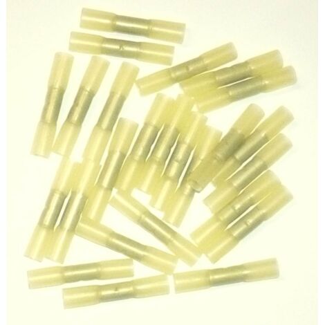 Oc-Pro – Cosses électriques isolées prolongateurs thermorétractables jaunes – Section 2.5 à 6 mm² – Lot de 25 manchons – Connexion sécurisée et étanche
