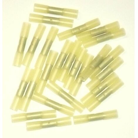 Cosses électriques isolées prolongateurs thermorétractables jaunes – Section 2.5 à 6 mm² – Lot de 25 manchons – Connexion sécurisée et étanche
