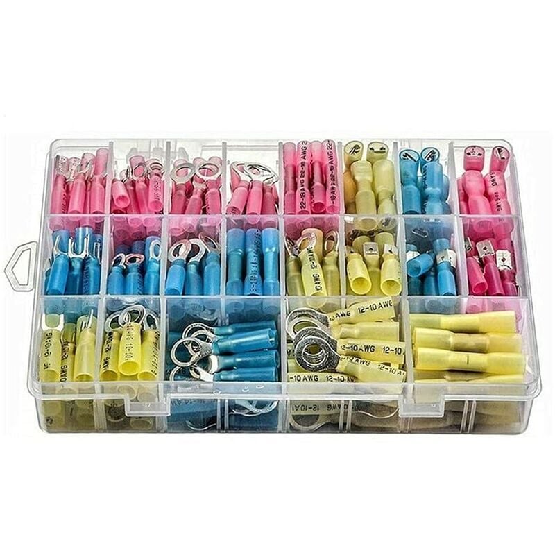 Cosses Electriques Souder Borne à Sertir Kits 240pcs Connecteurs de Fil, Étanche Isolé Thermorétractable Terminaux