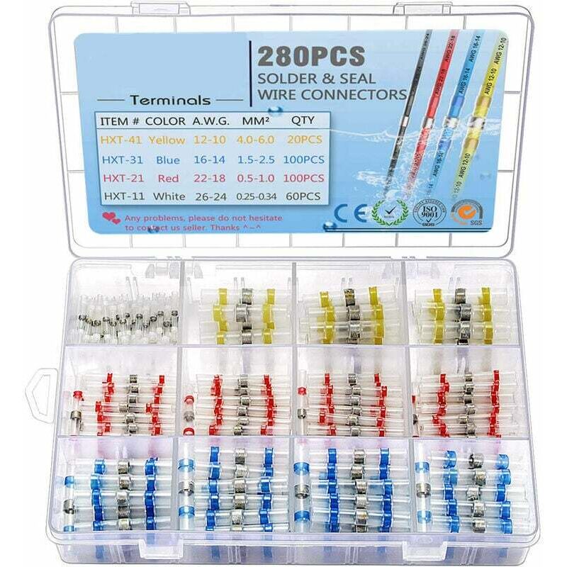 Ayyqh - Cosses Electriques Souder Gaine Thermorétractable Cuivre Electrique Souder Joint Fil Câble Connecteur Retrait Thermique 4 tailles de