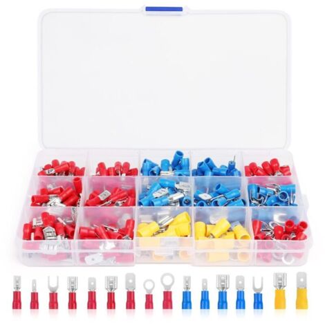 Cosses Et Kits, 280 Pièces, Cosses Electriques pour Voiture, Cosse Electrique Isolée, Connecteurs à Sertir Électriques, 15 Types Avec La Boîte, Pour Électricien