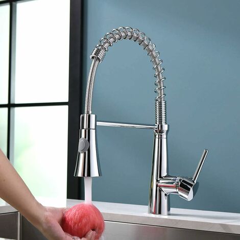 Cosstcoss Robinet de cuisine doré à ressort spirale rotatif à 360° pour robinet de cuisine Robinet de Cuisine Chromé