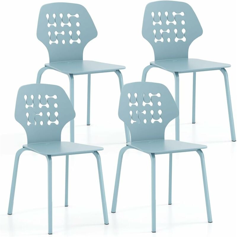 Costway - costawy Chaise Salle à Manger Lot de 4, Chaise Scandinave Cuisine en pp avec Dossier Design Évidé, Hauteur d'Assise 46 cm, Assemblage