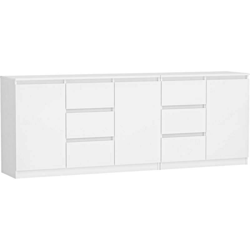Hucoco - costi - Buffet long 3 portes + 6 tiroirs - 200x40x75 cm - Meuble de rangemnt salon salle à manger Hucoco - costi - Buffet long 3 portes + 6 tiroirs - 200x40x75 cm - Meuble de rangemnt salon salle à manger