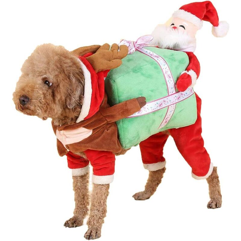 Costume Christmas pour Animaux de Compagnie Chien Costume de Père Noël Chiens et Chat Déguisement Vêtement Festival Noël(S)