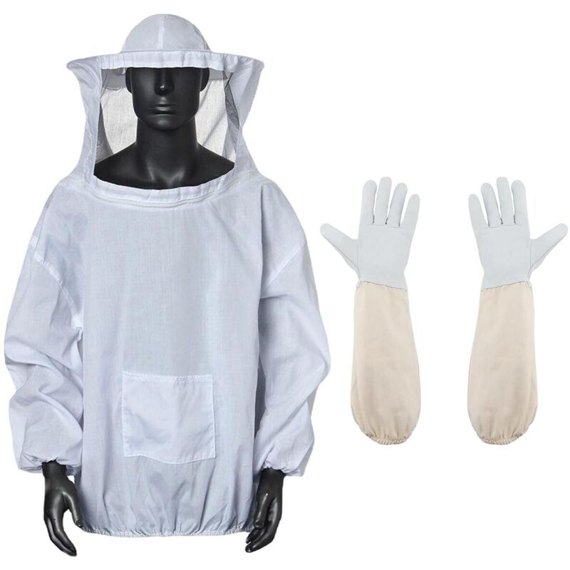 Costume D'apiculture Professionnelle avec Gants, Combinaison D'apiculteur, Gants D'apiculture en Peau de Chèvre, Combinaison Apicole, Gants Protégés