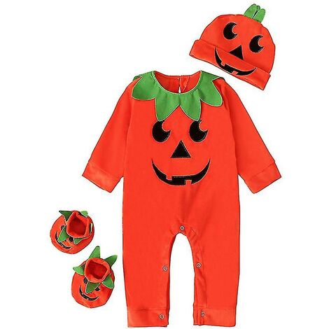 Costume de citrouille d'Halloween ensemble bébé nouveau-né garçon fille combinaison à manches longues