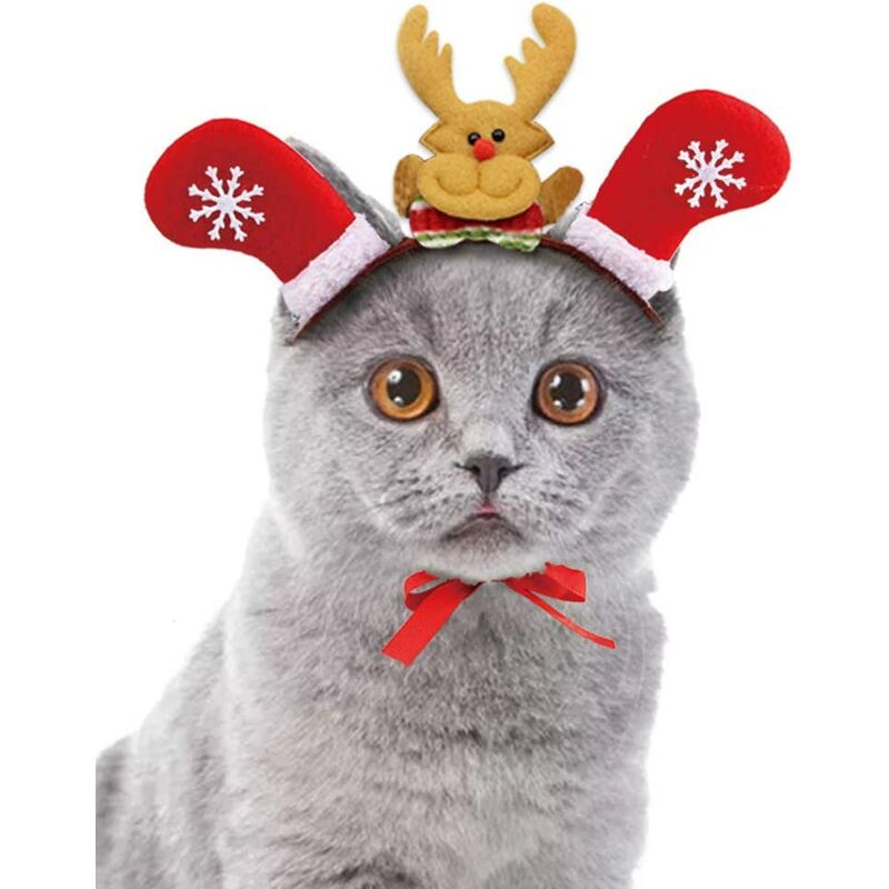 Costume de Coiffe de Noël pour Animaux de Compagnie,Cadeau de Noël,Déguisement de noël, Accessoires de pour Chat Animaux (S, Rouge)