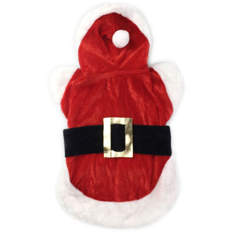 Costume de Père Noël pour chien, vêtements en coton pour animaux de compagnie, manteau d'hiver avec capuche