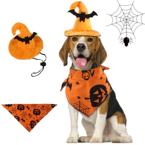 Costume d'Halloween avec chapeau de chauve pour chien Jaune