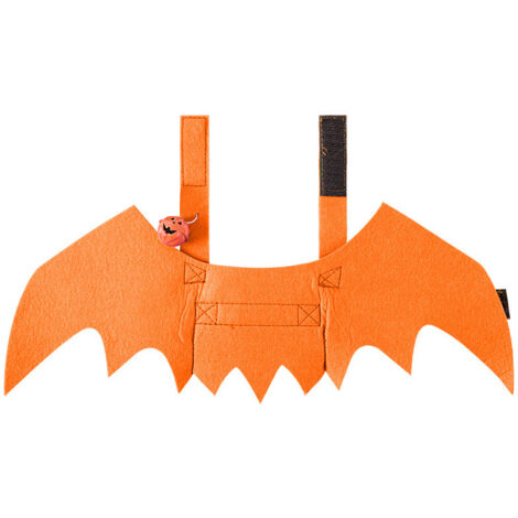 Costume d'Halloween/Noël pour chat/chien, ailes de chauve-souris courtes en peluche avec velcro, orange, 41 x 16 cm, lot de 2