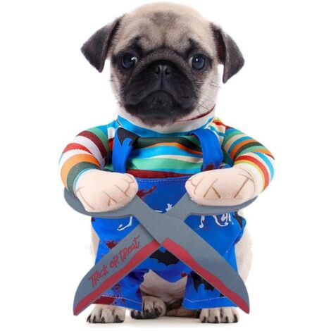 Costume d'Halloween pour chien tenant des ciseaux