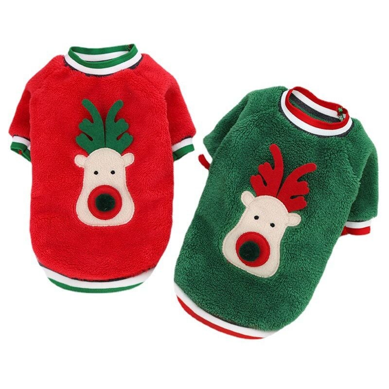 Image of 2 pezzi M costumi di Natale per animali domestici Dog Father Christmas Costume, caldo con cappuccio Felpa con cappuccio Costumi di Natale per animali