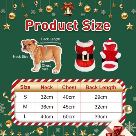 Costume di Natale per cani, Vestito di Natale per cani, Vestiti di Natale per cani, Taglia L, Vestito di Natale per animali domestici, Costume di Natale per cani di piccola e media taglia (L)