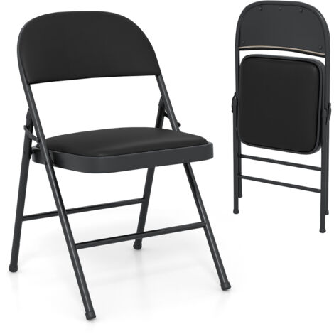 COSTWAY 1 Pack Folding Chairs Padded Party Chairs with Metal Frame-Black