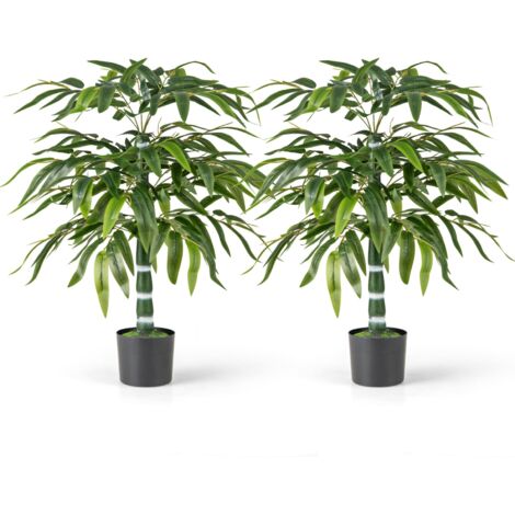 COSTWAY 100cm Artificial Bamboo Tree Set of 2 Faux Greenery Plants  Office-Green