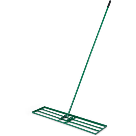 COSTWAY 106x25cm Lawn Leveling Rake with Adjustable 177cm Handle Green