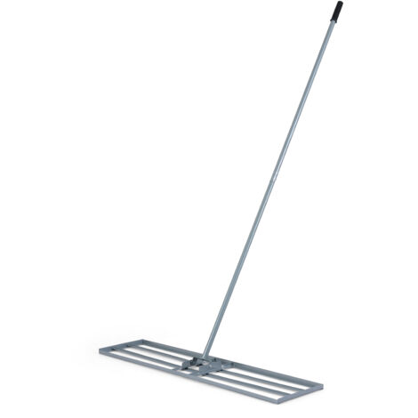 COSTWAY 106x25cm Lawn Leveling Rake with Adjustable 177cm Handle Silver