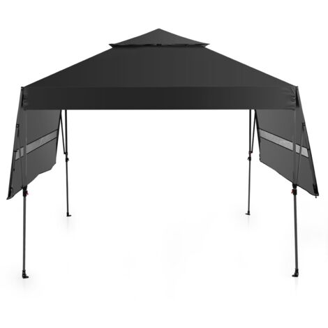 COSTWAY 10’x17.6’ Outdoor Instant Pop-up Canopy Tent W/ Dual Half Awnings-Black